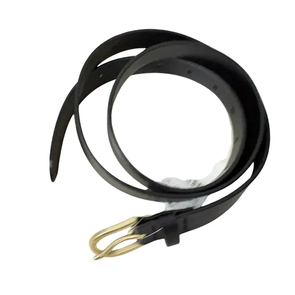J.Crew Black Italian Leather Belt Gold Buckle Classic Minimalist Women’s M/L - Picture 2 of 7